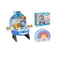 Kit de beauté DIY portable pour filles, jouet de simulation de maquillage, table de maquillage, miroir de beauté, sac de rangement portable
