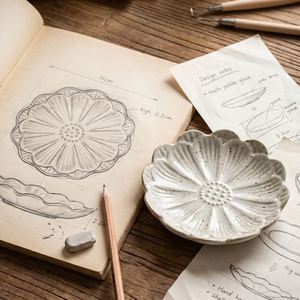Japandi <b>Small</b> Ceramic Dish Flower Shape Minimalist Design Kiln-Changed Dishes for Hotel Restaurant Dipping Sauce Hot Pot - Product Image 4