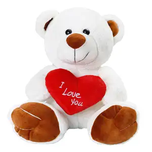 Ours en peluche de saint-valentin personnalisé avec coeur rouge, animaux en peluche ours polaire jouet en peluche