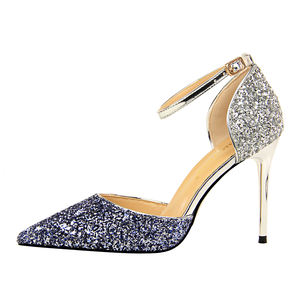283-6 Europeo e Americano sexy del locale notturno femminile <span class=keywords><strong>tacco</strong></span> <span class=keywords><strong>alto</strong></span> hollow bocca superficiale sottolineato sfumatura di colore paillettes <span class=keywords><strong>sandali</strong></span> - Product Image 3
