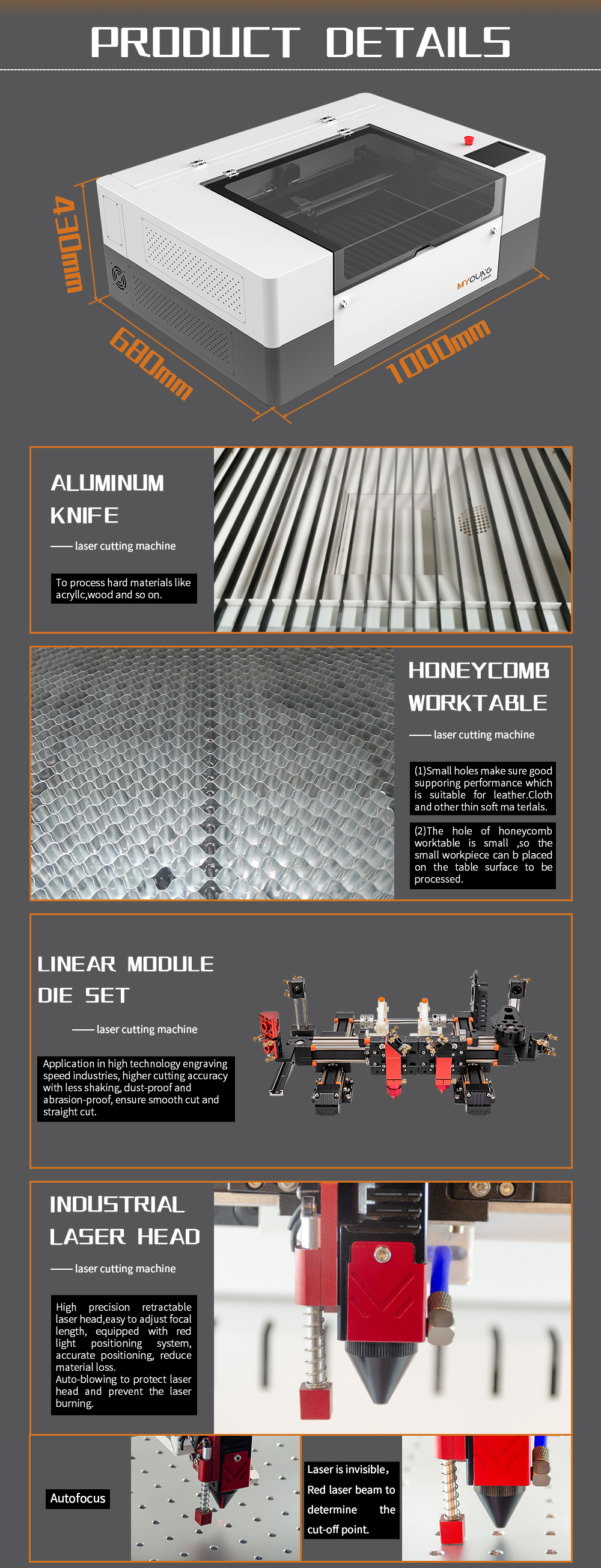 60w 75w Myoung 700*500mm CO2 laser cutting machine With laser cutting acrylic