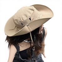 Chapeau de randonnée style cowboy occidental, pêcheur, unisexe, pour femme et homme, protection solaire hivernale, coupe-vent, respirant, réglable avec bouton