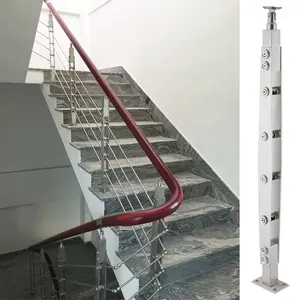 Indoor Hotel Wall Mount Side Fixed Corridor Curved Bending Wood Color Pvc Handrail Stainless Steel Balustrade