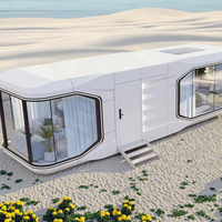 Maison-capsule futuriste de luxe préfabriquée intelligente alimentée à l'énergie solaire hors réseau, 40 pieds avec cuisine 38x11
