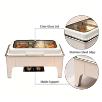 Lefeng Luxe 2025 – Ensemble de plats de service professionnels 9L en acier inoxydable doré avec compartiments intérieurs, pour traiteur, buffet de mariage, chauffe-plats vapeur