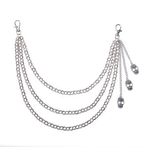 Chaîne de taille de style gothique européen et américain, pendentif crâne en métal gaufré multicouche pour femme, chaîne de corps tendance punk - Product Image 5