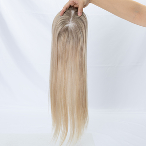 TopElles Stock Européen Double Drawn Cheveux Balayage <span class=keywords><strong>Blonde</strong></span> Couleur 6*6 Femmes Mono Topper avec Petit Noeud pour Salon - Product Image 6
