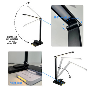 ワイヤレス充電 目の保護 ナイトライト 折りたたみ式 タッチ LED 光源 DC デスクランプ 読書室用 - Product Image 6