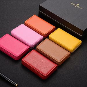 Porte-cartes de visite en PU lavé avec logo personnalisé, porte-cartes en similicuir - Product Image 3