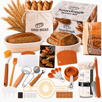 Ensemble de 6 ustensiles de boulangerie en bois écologiques avec panier de levage, racloir à pâte et kit de démarrage pour levain