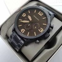 Jam Tangan Pria Quartz Terlaris Dial Arab Besar Tali Kulit Tampilan Tanggal Fashion Tahan Air Kronograf Relojes