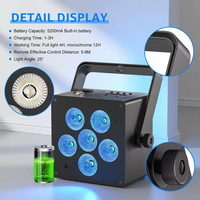 Projecteur PAR portable sans fil à batterie 6 LED certifié VLTG CE UKCA RoHS RGBWA+UV 6-en-1 DMX512 avec télécommande IR pour éclairage de scène