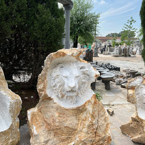 Estatuas de animales de piedra tallada a mano de mármol escultura de leones de mármol para decoración al aire libre - Product Image 5