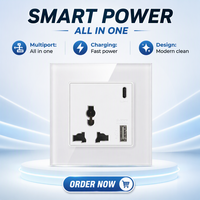Prises murales en verre trempé blanc de haute qualité avec charge USB 13A 250V pour solutions de maison moderne