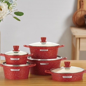Queen Time <b>Cookware</b> <b>Set</b> 10 Piece Non Stick Aluminum Pot <b>Set</b> With Lid Oven Safe - Product Image 5