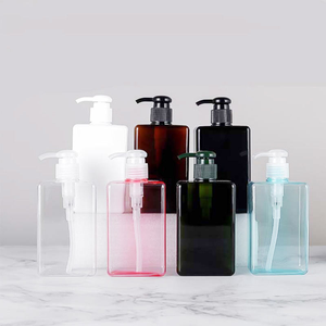 Botella de Plástico PET Cuadrada Vacía de 300ml/500ml con Logotipo Personalizado, para Loción, Gel de Ducha, Champú, con Bomba Dosificadora - Product Image 1