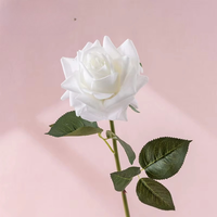 Roses artificielles en latex blanc pour mariage en gros, fleurs en soie, roses à tige unique, hydratant, roses artificielles au toucher réel