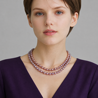 Collier de perles baroques d'eau douce violettes 5-6 mm, lustre double face, couleur uniforme et riche, légères imperfections intrinsèques, directement de l'usine