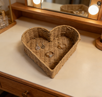 Panier de rangement multifonctionnel en corde de papier tressée en forme de cœur, avec poignée, écologique, de haute qualité, pour l'organisation moderne de la maison et des jouets