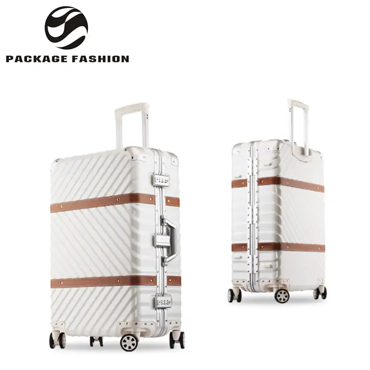 Custom processing 20"24"26"29" carry on travel hard shell aluminum frame abs + pc trolley luggage case