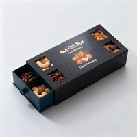 Boîte de collation de noix de luxe avec fenêtre Boîte d'emballage de qualité alimentaire pour fruits secs Boîte de papier à tiroir noir imprimé ISO9001