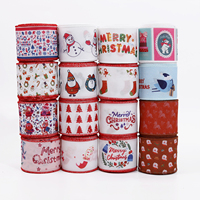 Ruban filé personnalisé de Noël à motif de dessin animé, 2,5 pouces, coloré, avec bord filé, pour bricolage, couronnes, nœuds, arrangements floraux et cadeaux