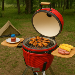 ポータブル無煙プレミアムセラミック炭グリル折りたたみデザインピザ機能高さ調整可能屋外用 - Product Image 2