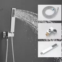 Ensemble de robinetterie de douche thermostatique numérique contemporain en laiton pour salle de bain, monté au plafond, 12 pouces, avec jets de pluie et de massage
