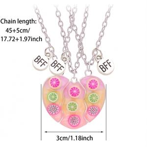 Collar de atracción magnética para buenos amigos, <span class=keywords><strong>amor</strong></span> infantil para tres personas, el mejor para estudiantes, unicornio, joyería de aleación con lentejuelas de estrella - Product Image 4