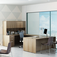 Ensemble de bureau de direction moderne en panneaux de bois avec bibliothèque convertible – Bureau de PDG robuste pour espace de travail professionnel
