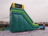 Grand toboggan gonflable bleu à bas prix avec petite piscine pour enfants et adultes