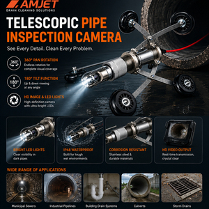 Caméra d'inspection des canalisations AMJET, caméra d'inspection des canalisations à 360 degrés, caméra d'inspection des canalisations de 100 m - Product Image 4