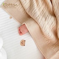 Couverture de poussette en tricot personnalisée en usine, 100 % coton biologique, unie, douce, toute saison, pour nouveau-nés de 0 à 12 mois