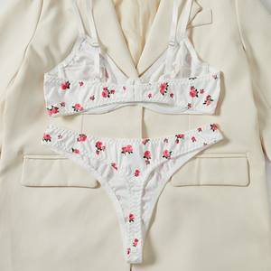 2026 комплект для секса оптом, чистый сексуальный женский бюстгальтер с принтом розы, веселое нижнее белье, фабрика - Product Image 4