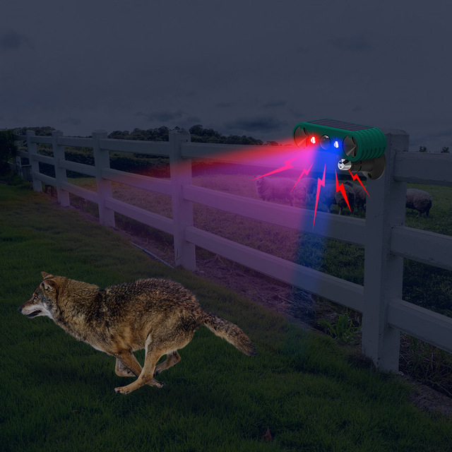 Solar-powered Outdoor Motion-sensing Alarm Repelling Wild Boars Weasels Multifunctional 12-44kHz Ultrasonic Rodent Repellent