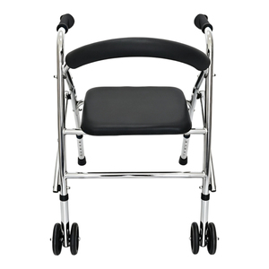 Height Adjustable Walker <strong>with</strong> <strong>Seat</strong> Two Wheel Foldable <strong>Walking</strong> <strong>Frame</strong> Anti Slip Feet Mobility Aid for Elderly Disabled - Product Image 4