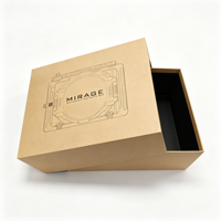 Boîte d'emballage rigide en papier kraft naturel avec logo personnalisé, boîte de luxe à couvercle profond et base pour accessoires électroniques