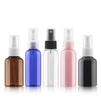 Flacon pulvérisateur rond en PET de 50 ml, flacon cosmétique rechargeable, flacon de shampooing à pulvérisation fine avec logo sérigraphié