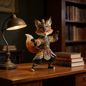 Sculpture de renard samouraï personnalisable en cuivre BZY, ornement de bureau, décoration de maison, cadeau de festival et d'affaires - Product Image 5