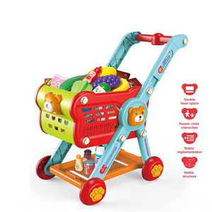 Chariot de courses miniature mignon unisexe pour bébés et enfants, poussette, maison de jeu, fruits simulés, supermarché, cadeau pour garçons, filles, enfants - Product Image 1