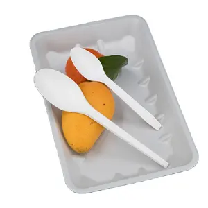 Set peralatan makan anak-anak tingkat makanan aman PLA atau RPET dapat terurai warna Solid dengan pisau sendok dan garpu