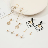 Nouveau ensemble de boucles d'oreilles rondes en diamant triangulaire boucles d'oreilles créatives en alliage minimaliste vintage