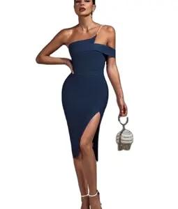 Bandage Dress Wholesale Pearl Strap Party Dress Women Party Evening Elegant High Split For Women