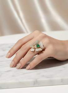 Anillo de Boda de Plata de Ley 925 con Circonita Verde y Blanca de UM Jewelry, Unisex/Hombre/Mujer, Chapado en Oro, Certificado por el NGTC - Product Image 4