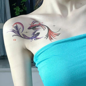 Vente en gros de tatouages temporaires écologiques <span class=keywords><strong>pour</strong></span> hommes tatouages demi-<span class=keywords><strong>bras</strong></span> d'animaux de poisson rouge faux tatouages étanches - Product Image 1