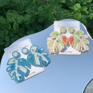 ต่างหูเม็ดกลม <span class=keywords><strong>Monstera</strong></span> รูปใบไม้ทำด้วยมือ2024ต่างหูแฟชั่นใหม่สำหรับผู้หญิงเครื่องประดับ - Product Image 5