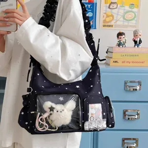 NUEVO Bolso de Hombro Y2K con Estrellas y Puntos, Bonito Bolso Cruzado Transparente con Correa con Volantes para Niñas, Estilo Minimalista DIY - Product Image 4