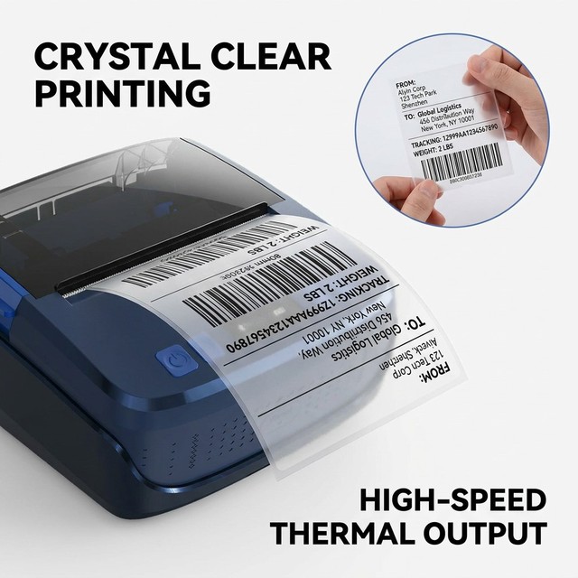 3 Inch Direct Thermal Label Printer with 203DPI, Inkless Bluetooth Sticker Maker for Retail Price Tag and Warehouse Use