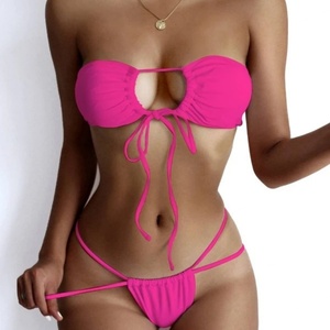Conjunto de Bikini de Dos Piezas con Diseño Nuevo 2025, sin Tirantes, Plisado, con Aros, Push-Up, de Secado Rápido, Servicio OEM, Traje de Baño Sexy para Playa - Product Image 3