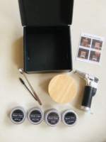 Kit de fumeur de cocktails classique, style cheminée, avec shaker et boîtes en bois polies, et enseignes murales